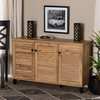 Baxton Studio Coolidge ModernOak Brown Finished Wood 3-Door Shoe Storage Cabinet 197-11927-ZORO